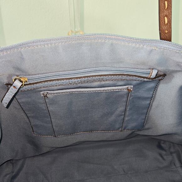 Liz Claiborne Blue Tote Bag with Brown Straps - Picture 10 of 11